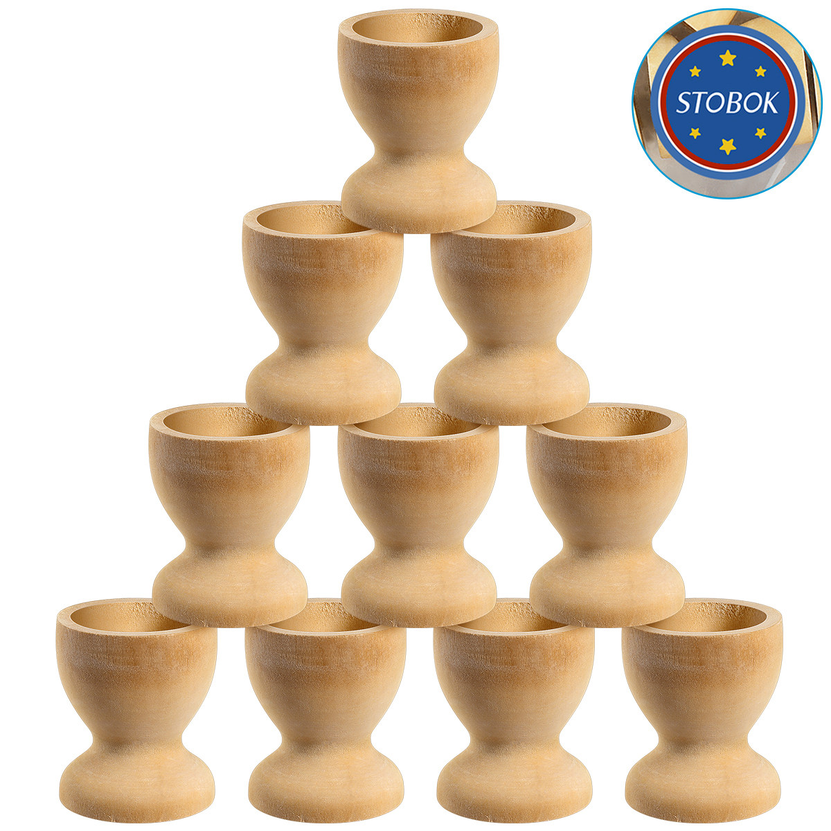 Wooden Serving Tray - 10Pcs Natural Unpainted Wooden Egg Cups