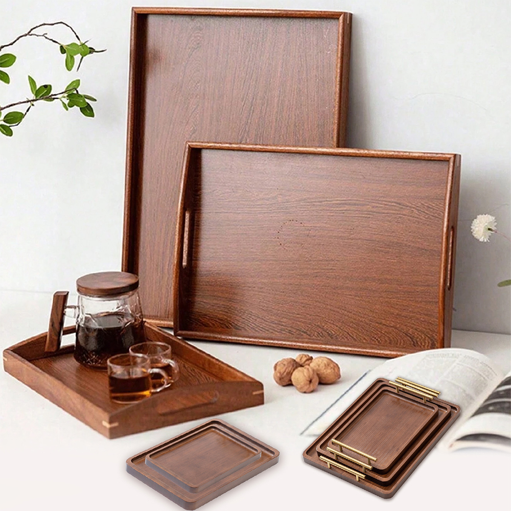Wooden Serving Tray - Wooden Serving Tray with Handles Bamboo