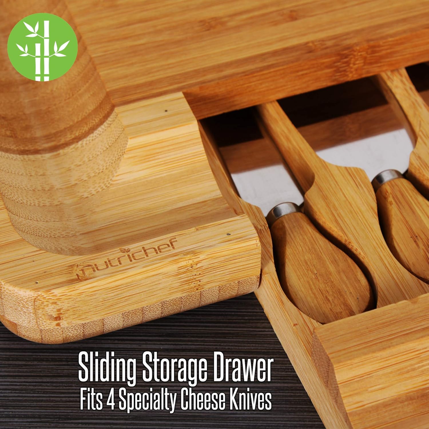 Bamboo Cheese Cutting Board Se - Wooden Serving Tray 评论和价格