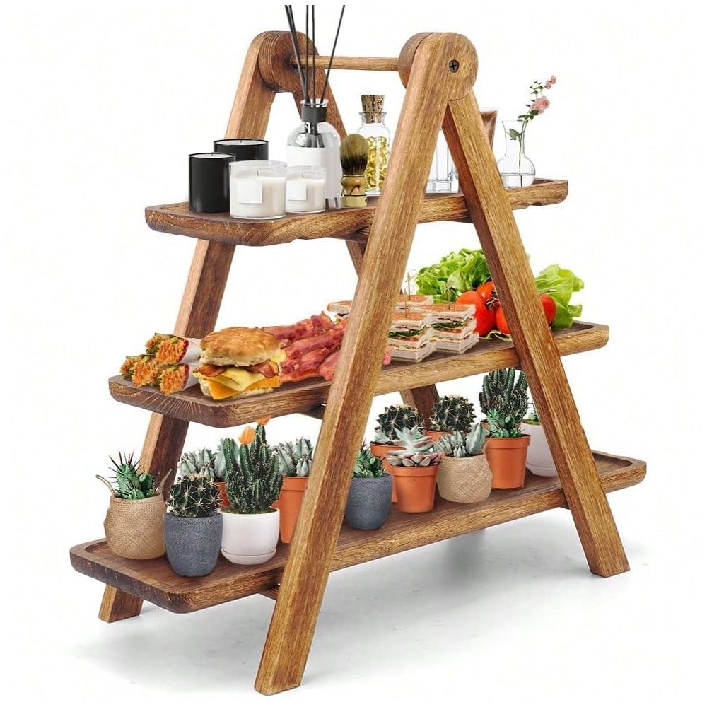 Manspdier Wood 3 Tier Serving  - Wooden Serving Tray 评论和价格