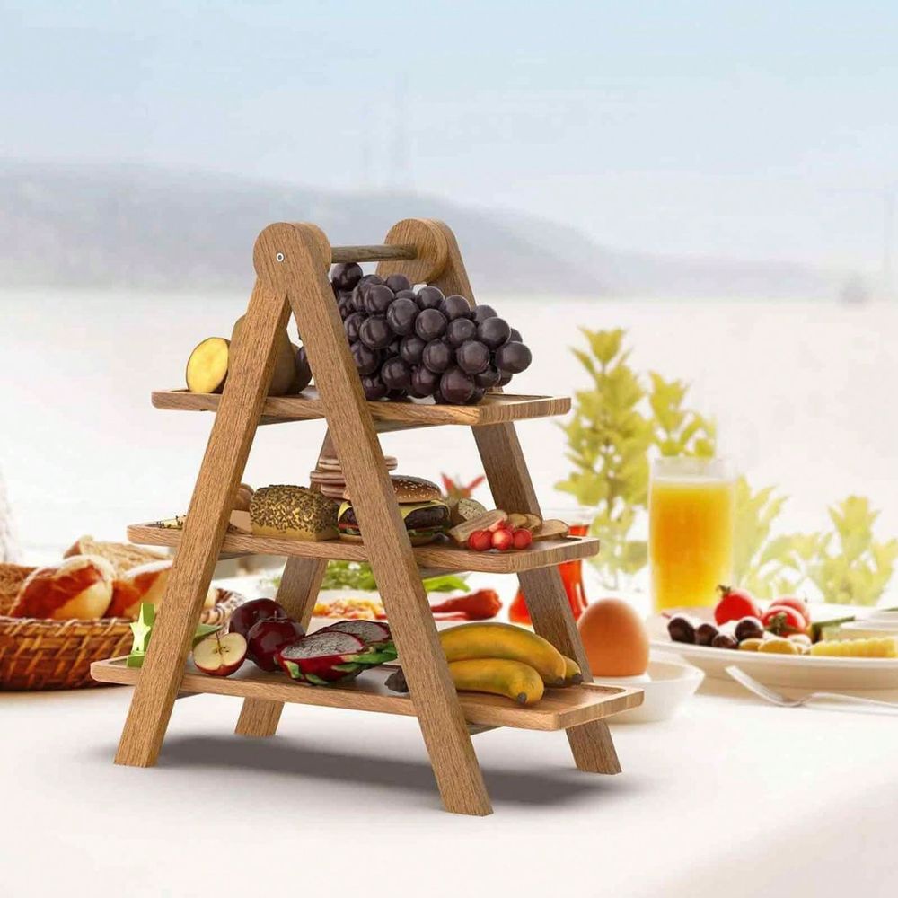 Manspdier Wood 3 Tier Serving  - Wooden Serving Tray 评论和价格