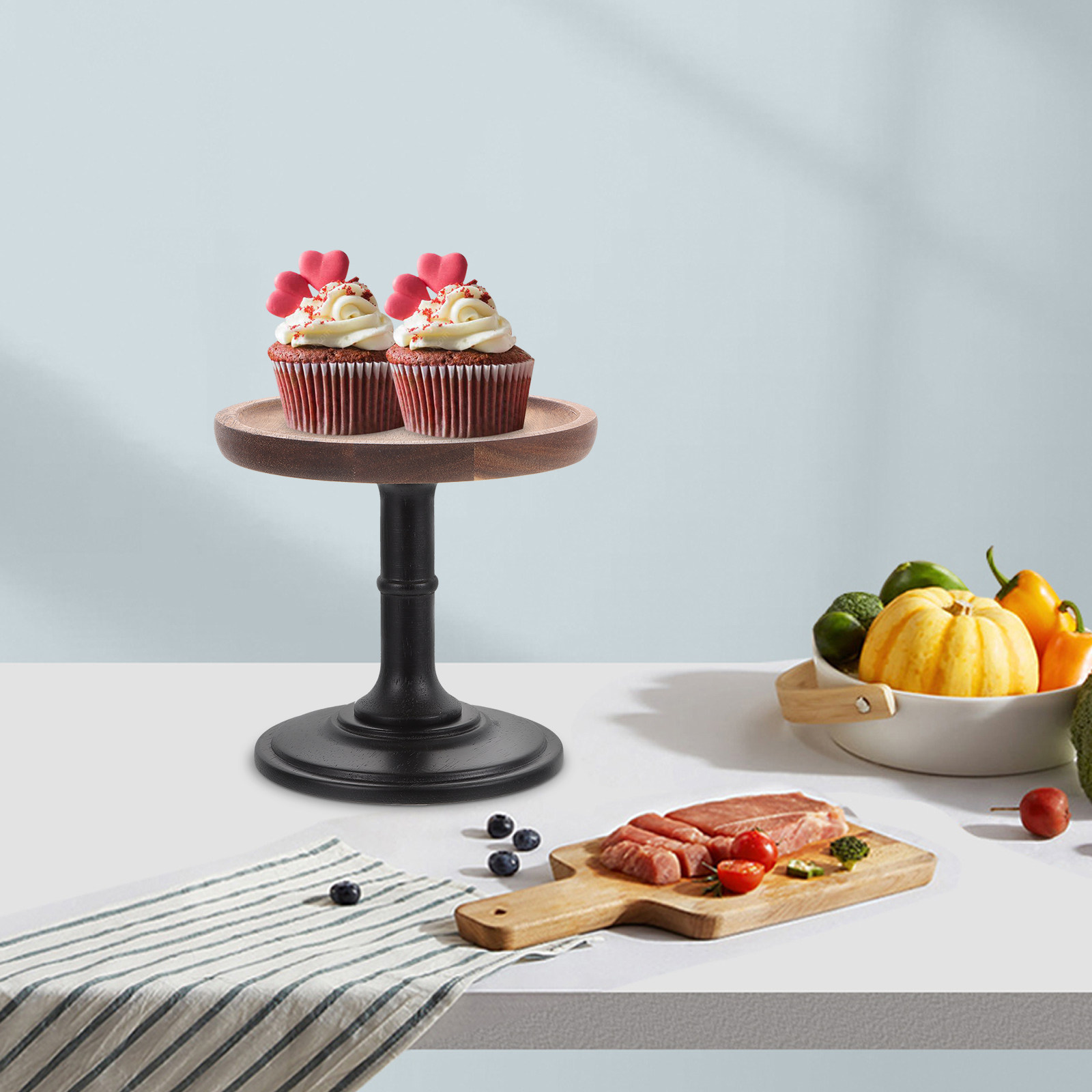 High Base Wooden Cake Stand El - Wooden Serving Tray 评论和价格